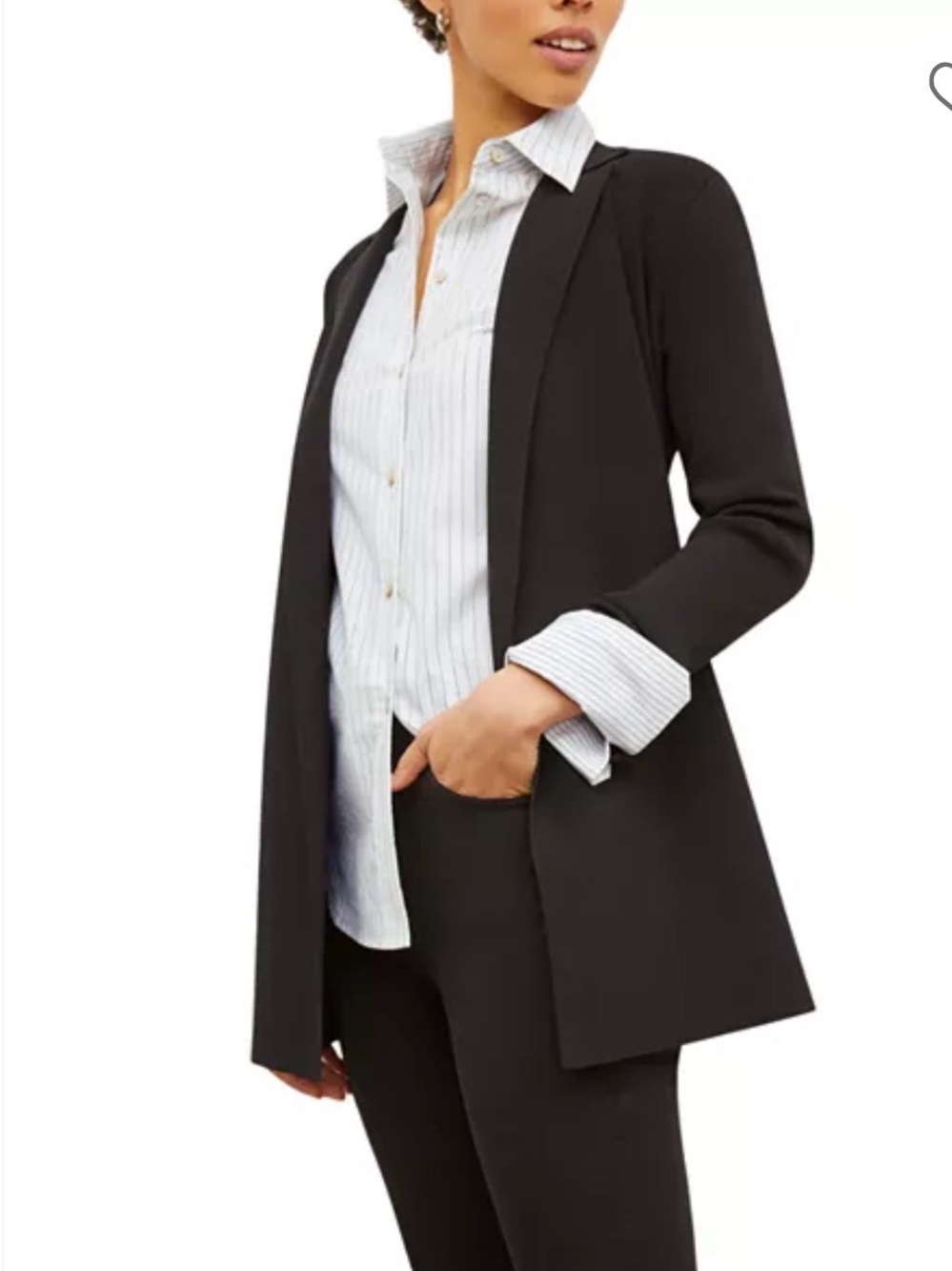 MM.LaFleur Merritt Black Open-Front Cardigan Blazer